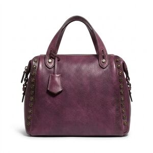 EUC 💜 Vintage Genuine Italian Leather Purple Bag with Crossbody Strap 💜 M Size